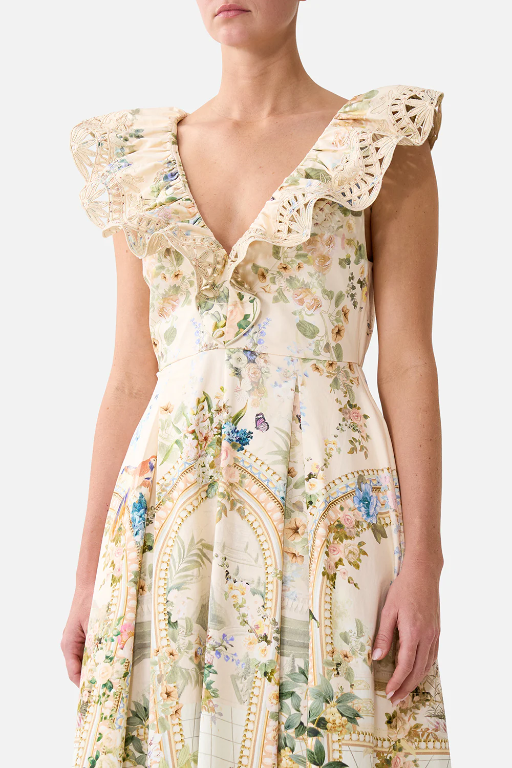 V NECK FRILL MIDI DRESS MIDSUMMER MASTERPIECE - Image 5