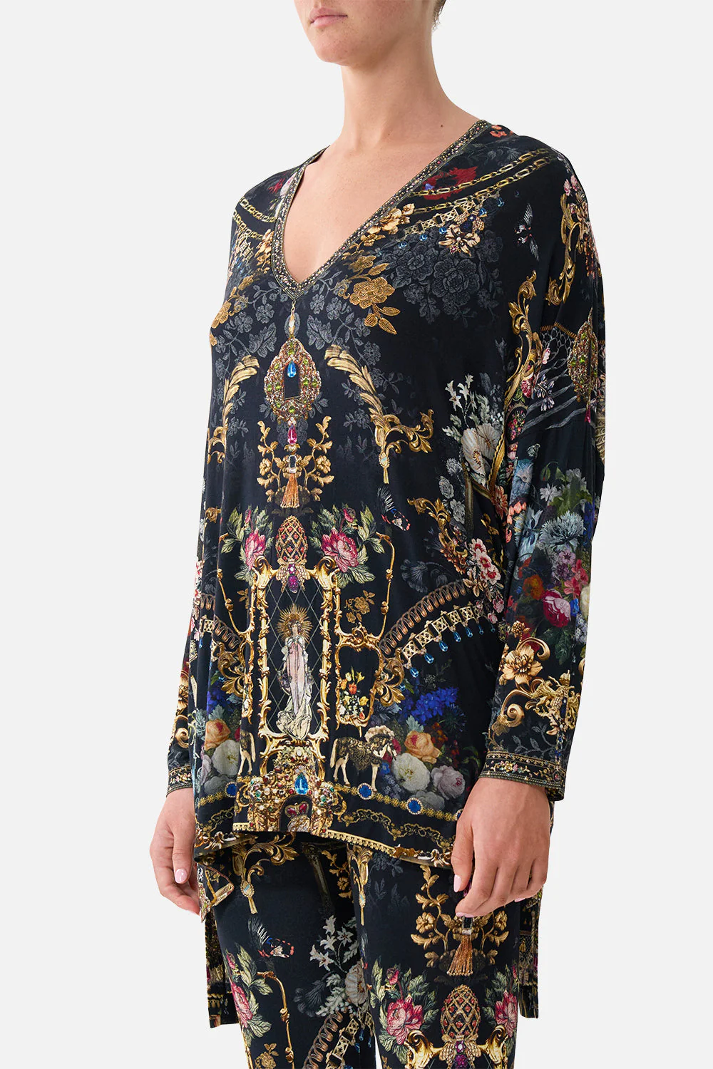 SIDE SPLIT JERSEY TEE NIGHT GARDEN - Image 5