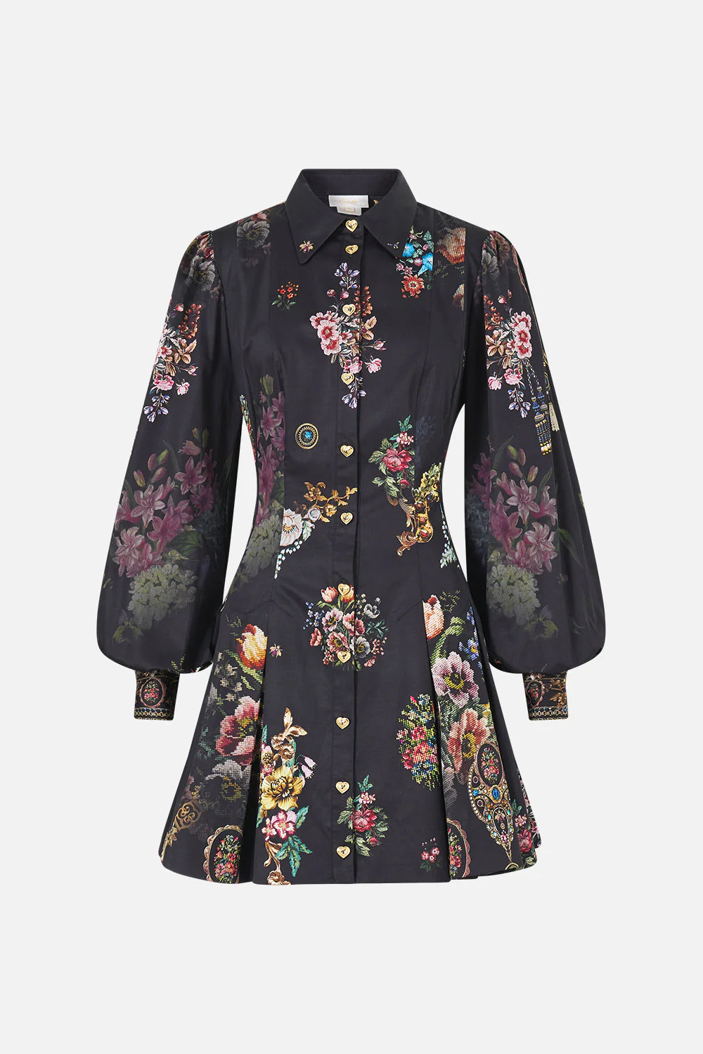 SHORT BUTTON FRONT SHIRT DRESS NIGHT GARDEN - Image 3