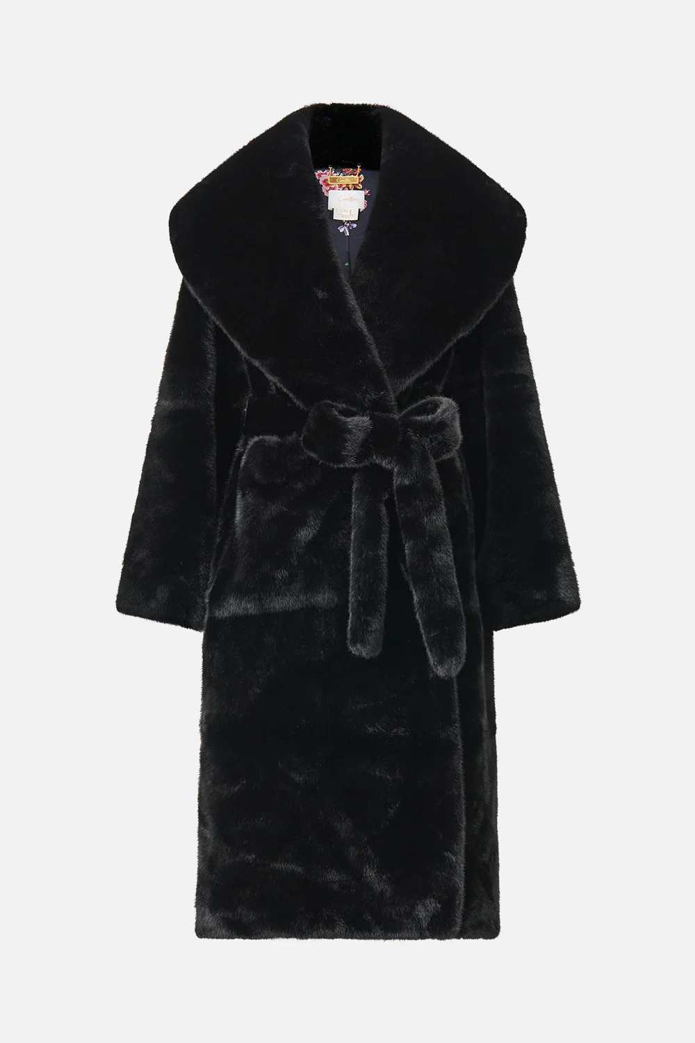FAUX FUR LONG WRAP COAT NIGHT GARDEN - Image 3