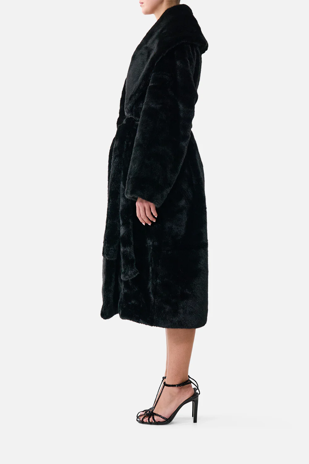 FAUX FUR LONG WRAP COAT NIGHT GARDEN - Image 4
