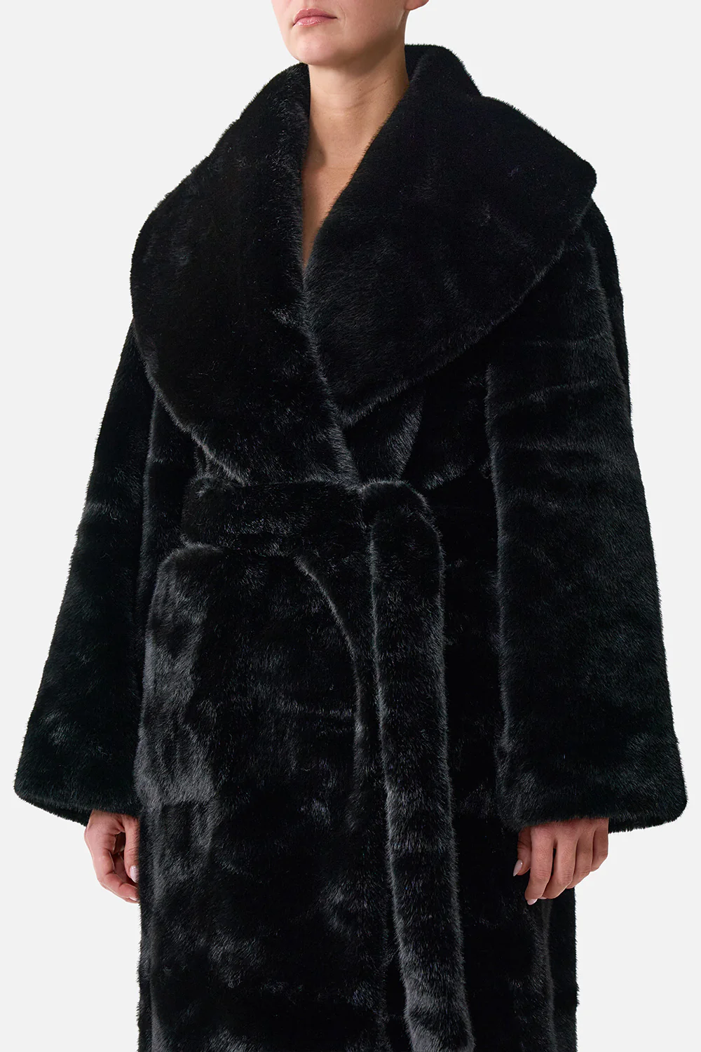 FAUX FUR LONG WRAP COAT NIGHT GARDEN - Image 5
