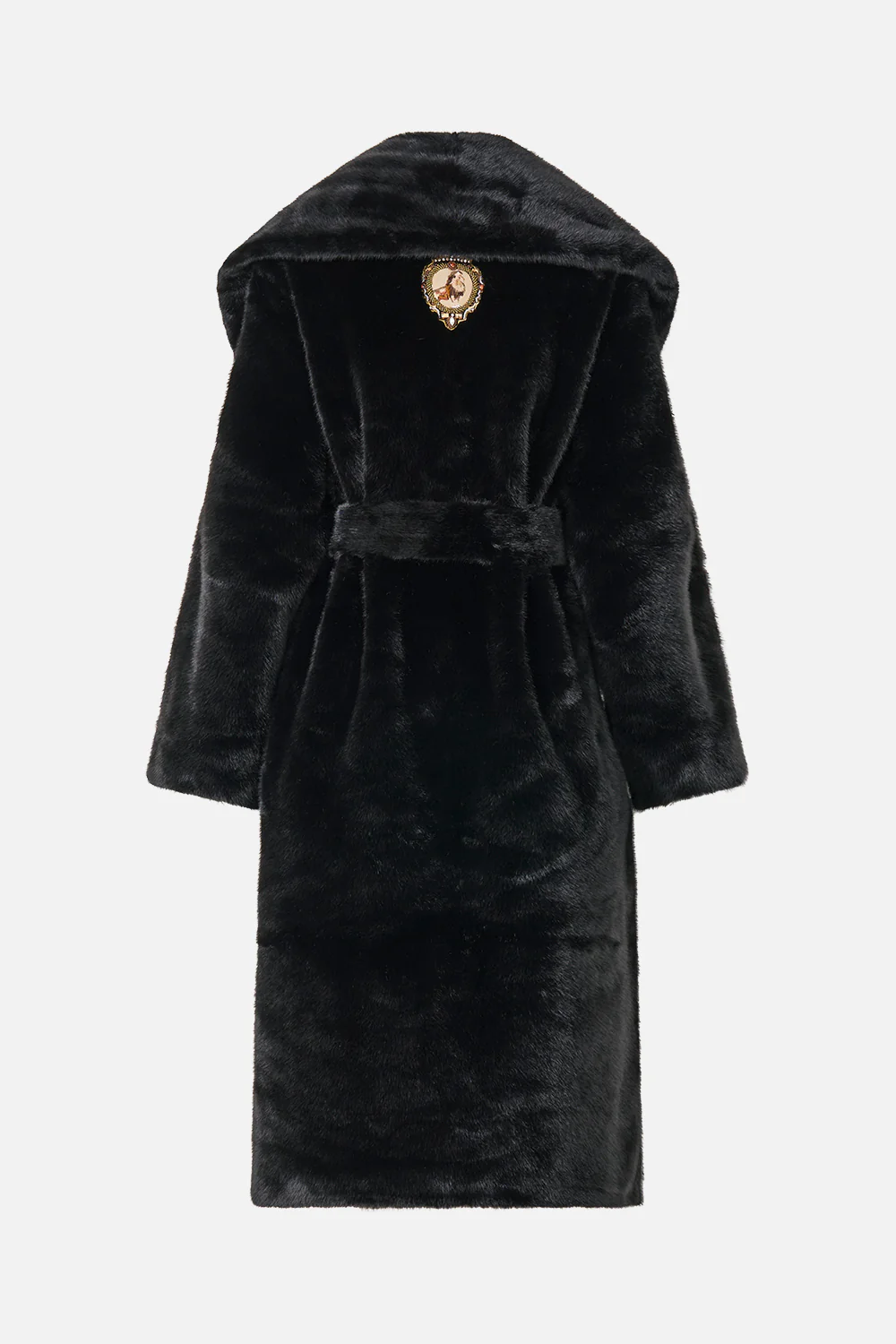 FAUX FUR LONG WRAP COAT NIGHT GARDEN - Image 6