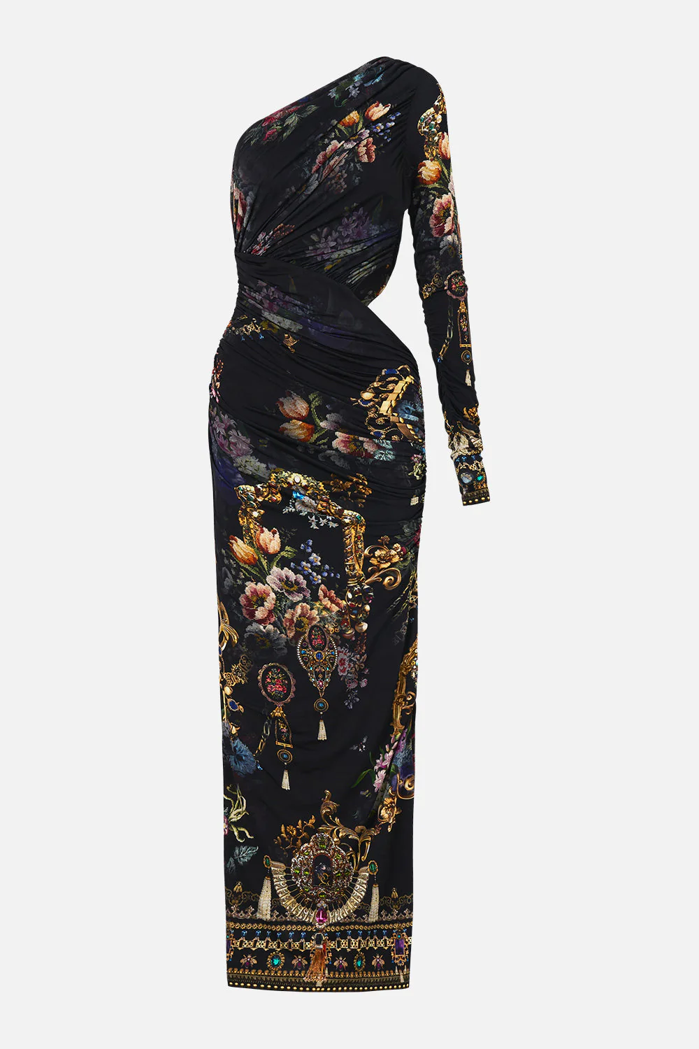 ONE SHOULDER JERSEY CUT OUT DRESS NIGHT GARDEN - Image 3