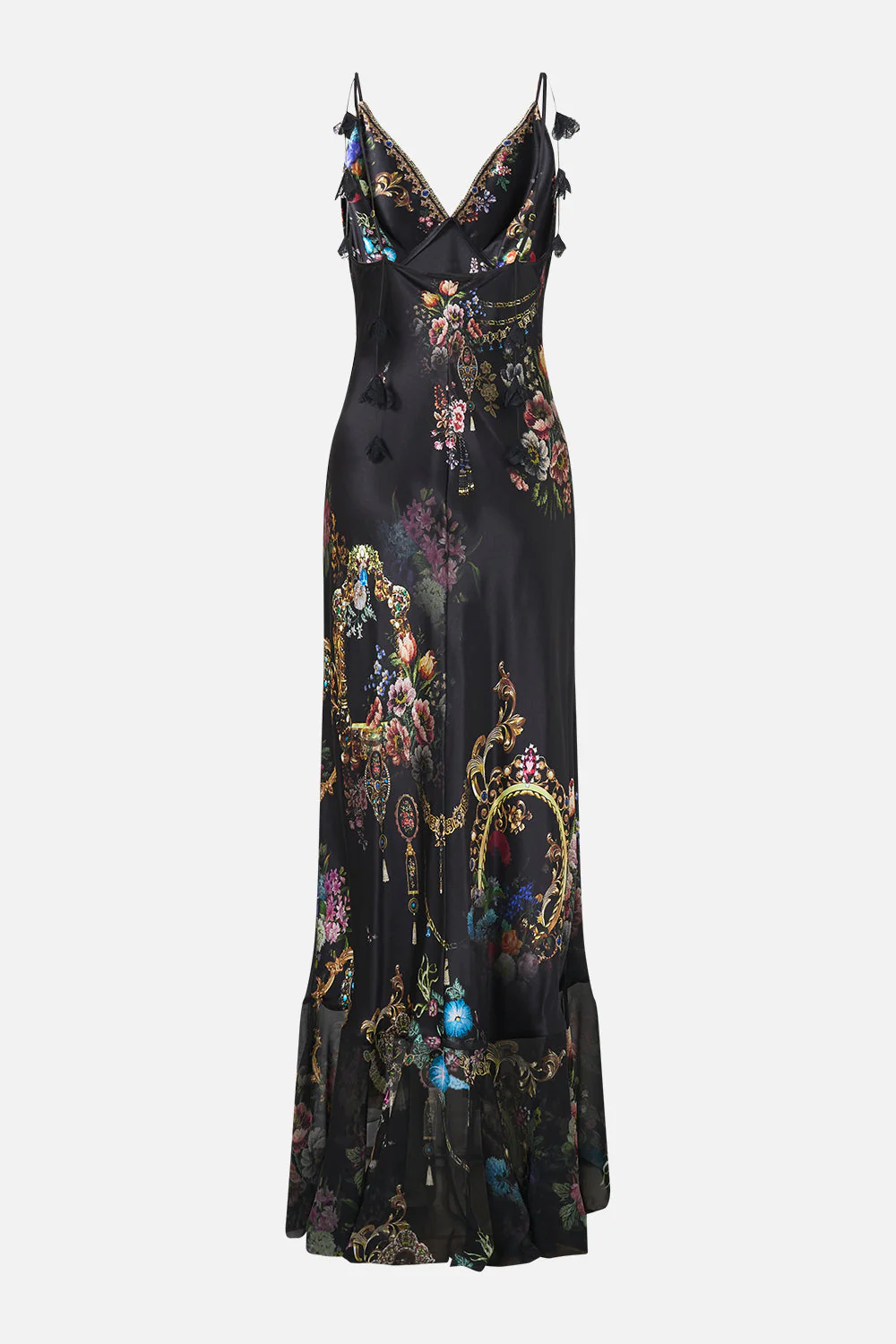 V NECK SLIP DRESS WITH FLOUNCE HEM NIGHT GARDEN - Image 6
