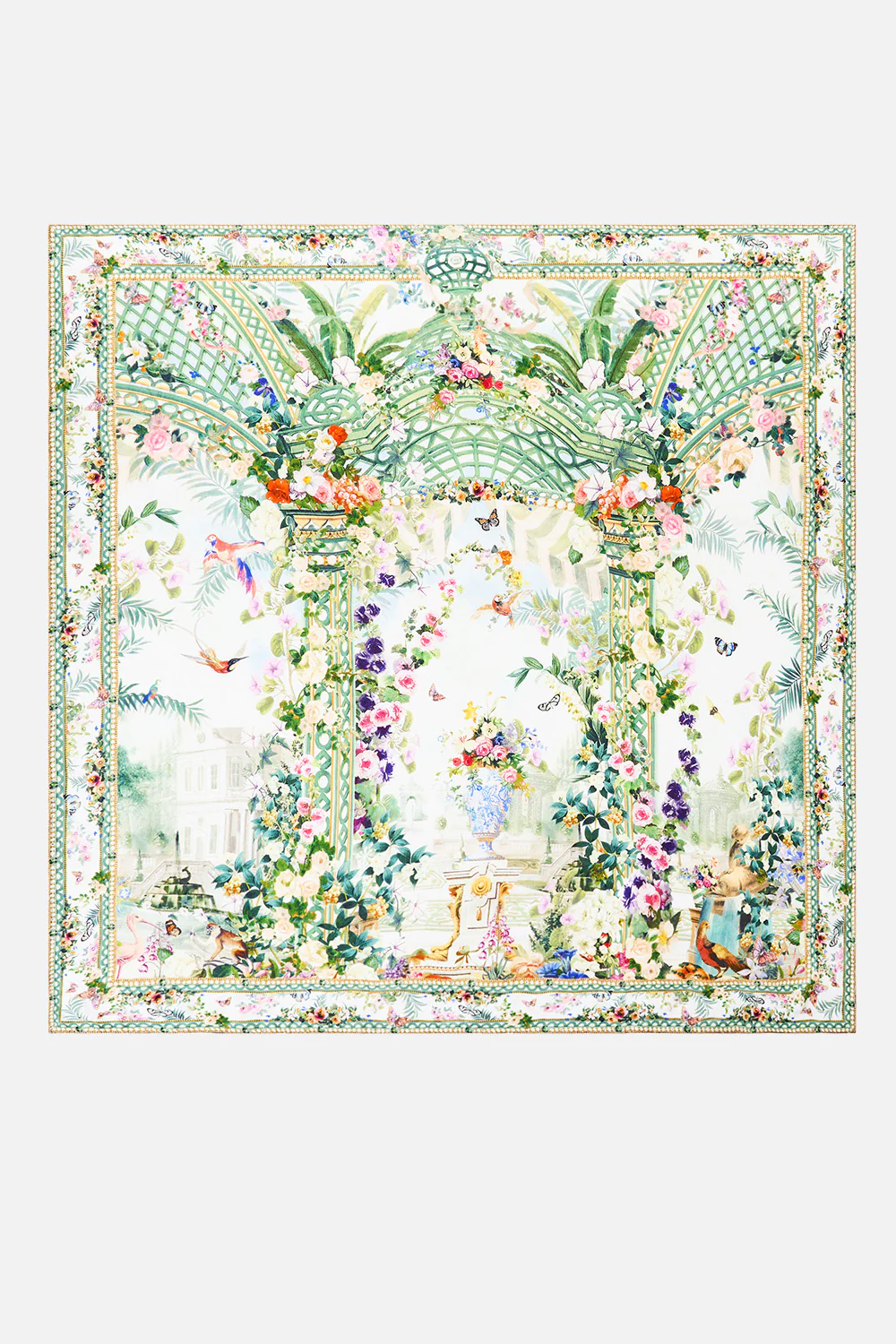 LARGE CRYSTALLED SILK SQUARE SCARF ART FOR THE EMPRESS - Image 2