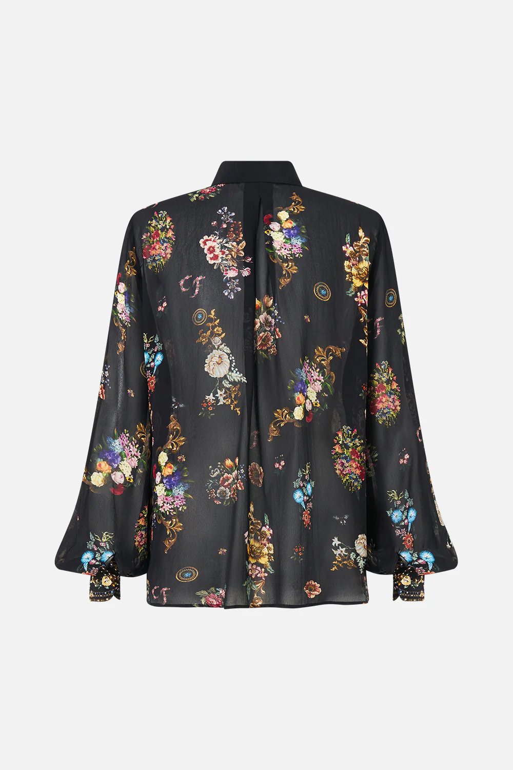 COLLARED SHIRT WITH FRILL NECK DETAIL NIGHT GARDEN - Image 6