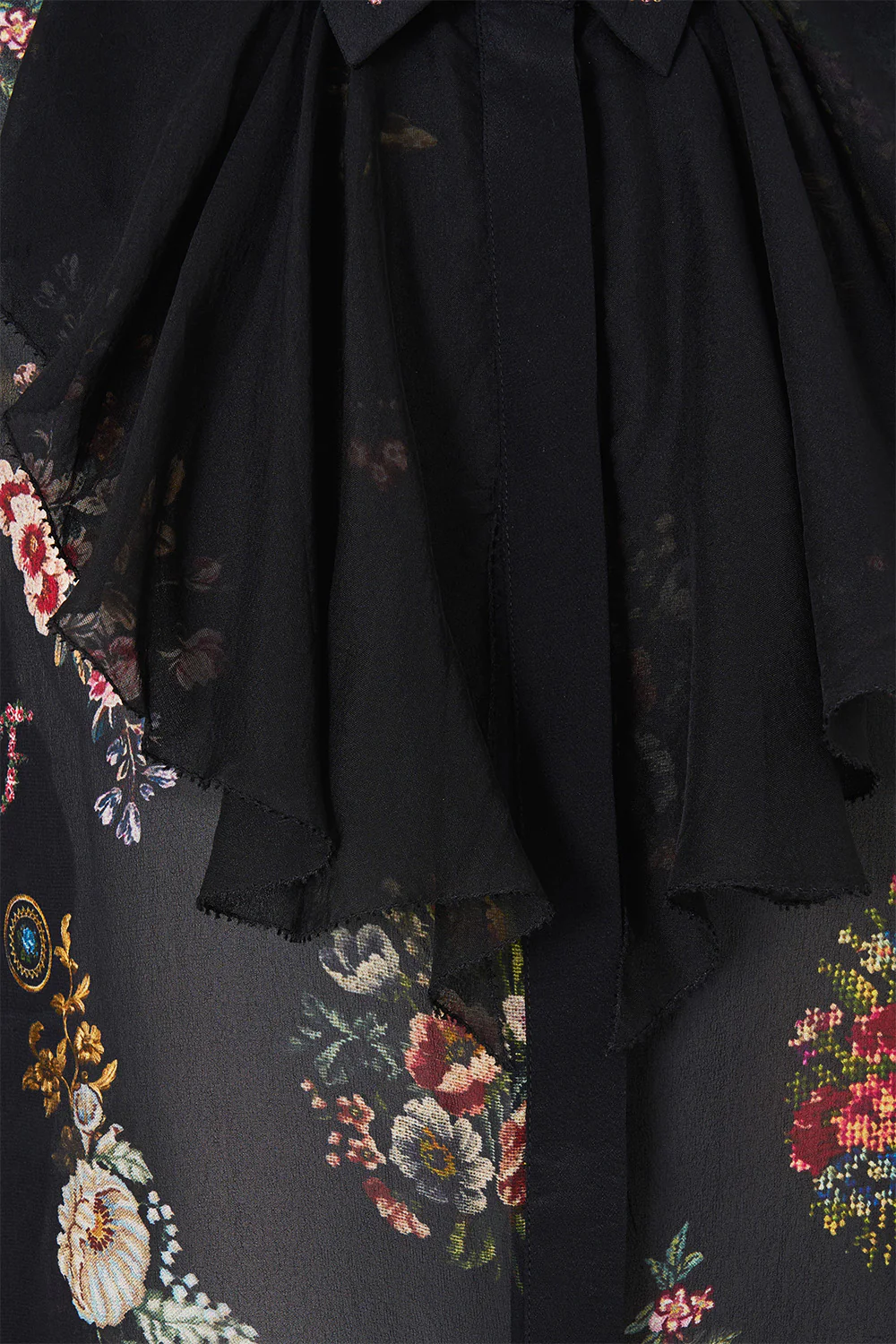 COLLARED SHIRT WITH FRILL NECK DETAIL NIGHT GARDEN - Image 7