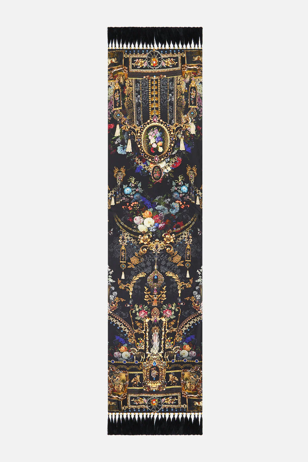 LONG SCARF WITH TASSELS NIGHT GARDEN