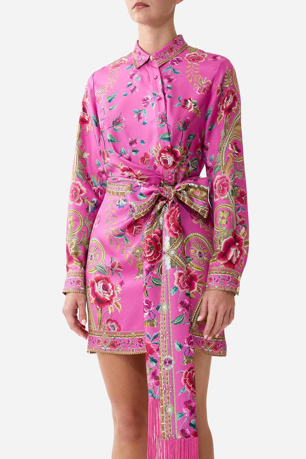 ASYMMETRIC SHIRT DRESS WITH TIE WAIST MATADORA FLORA - Image 5