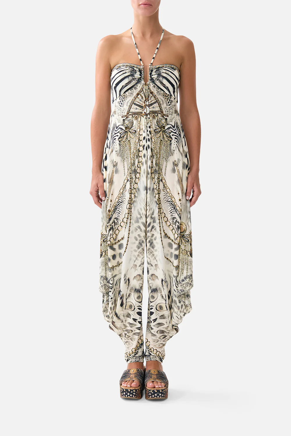 DRAPED PANT JUMPSUIT WITH HARDWARE LADY LIONHEART