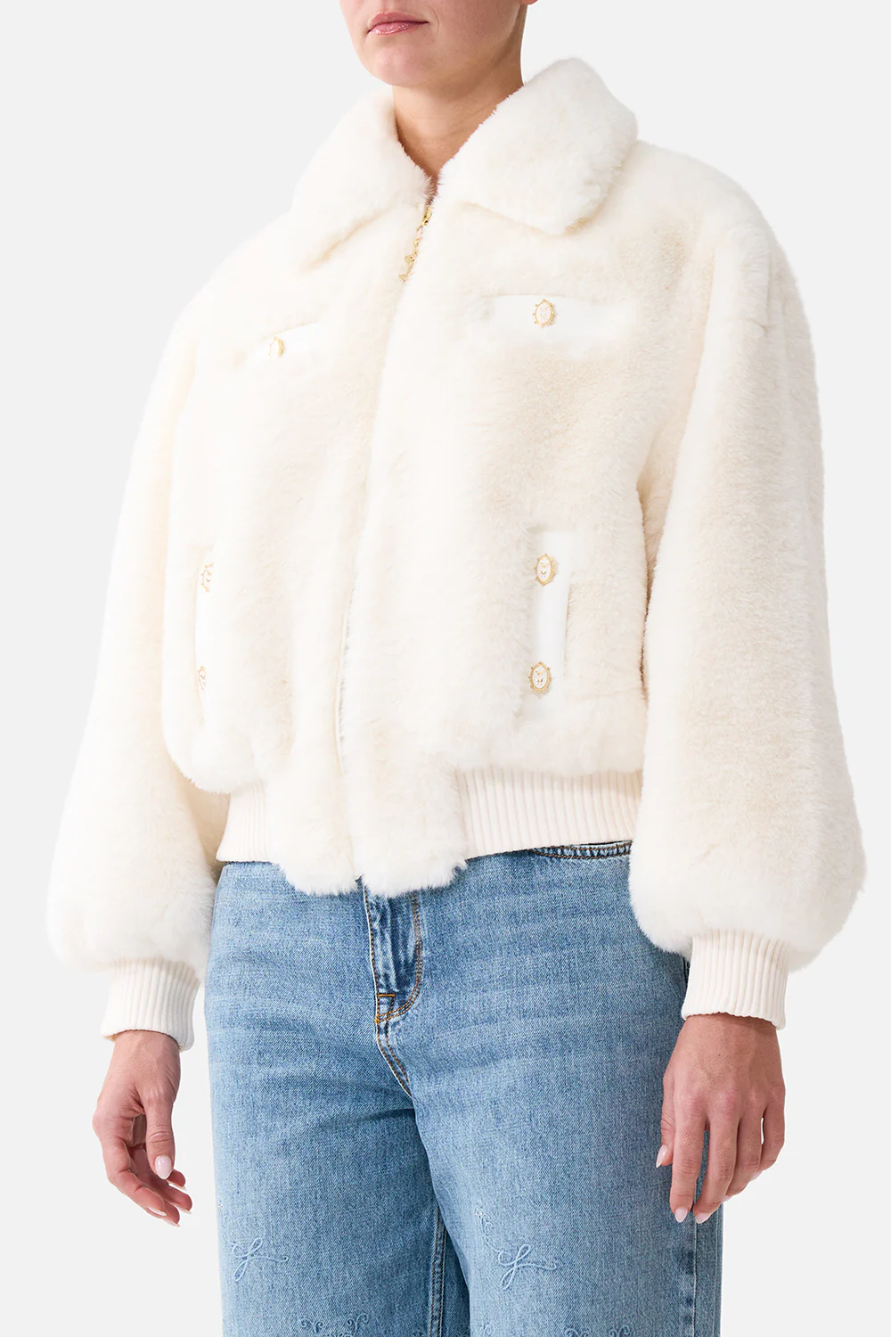 FAUX FUR BOMBER WITH POCKET DETAILS MIDSUMMER MASTERPIECE - Image 5