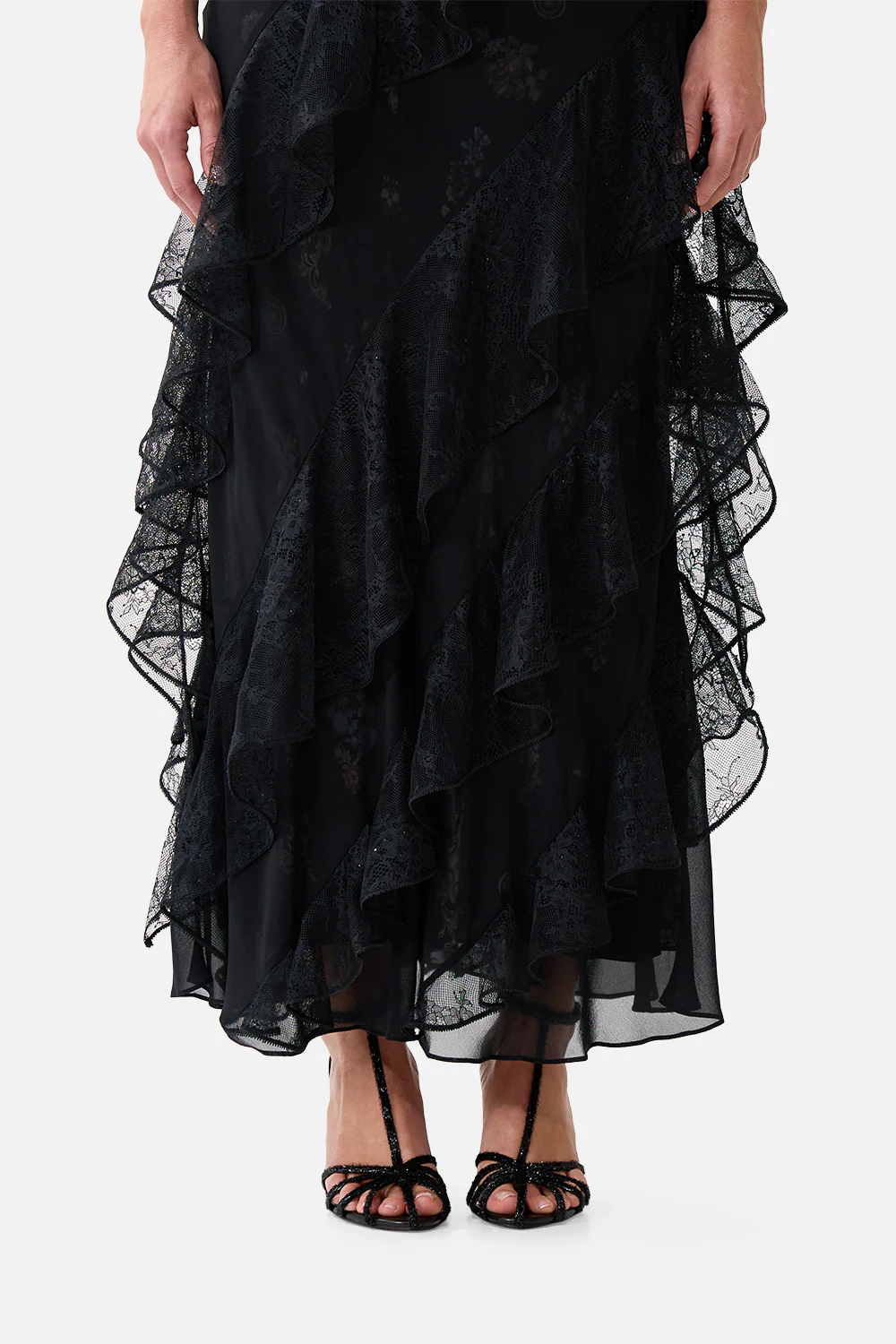 ASYMMETRICAL RUFFLE SLIP DRESS NIGHT GARDEN - Image 6