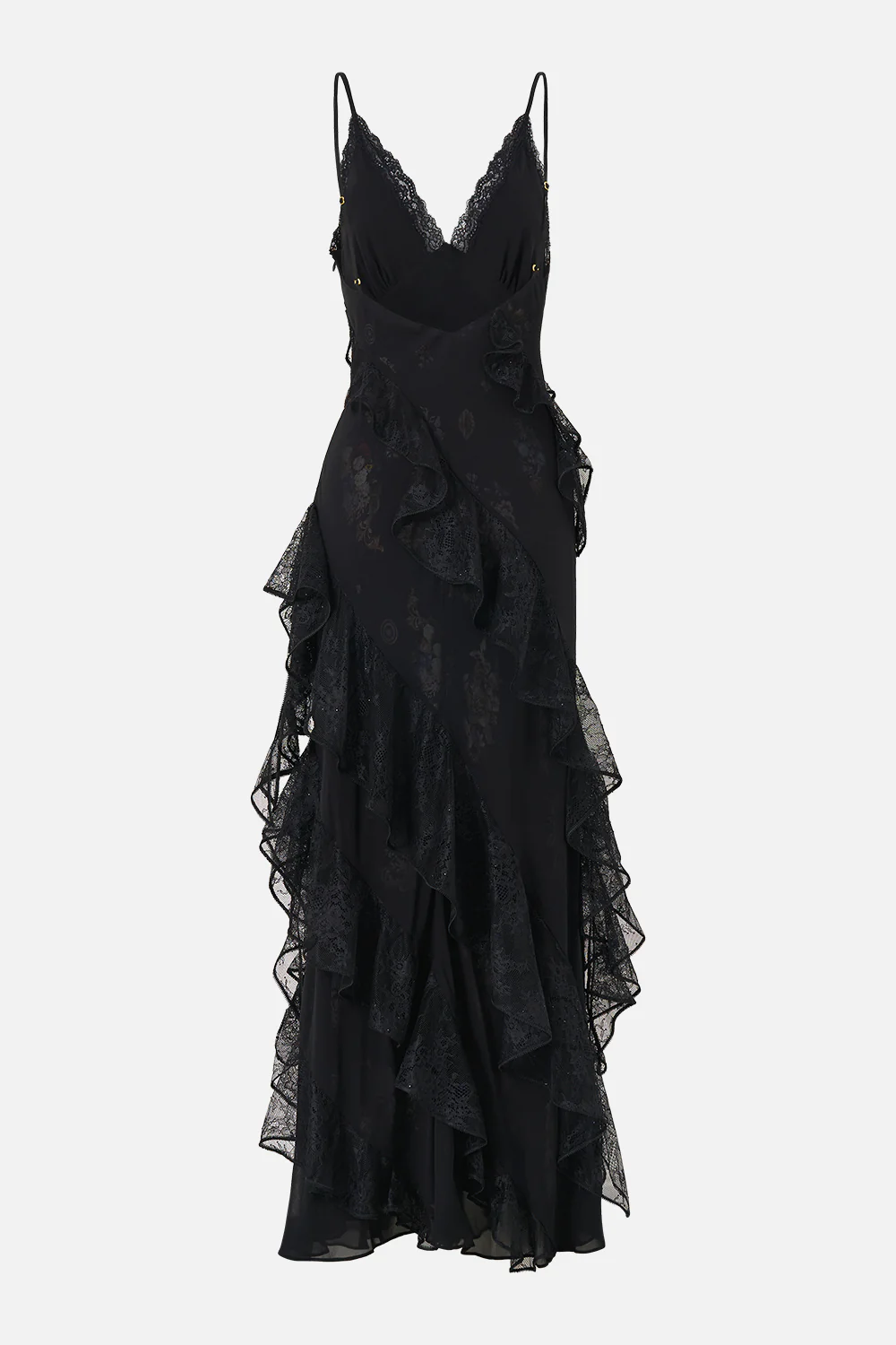 ASYMMETRICAL RUFFLE SLIP DRESS NIGHT GARDEN - Image 7