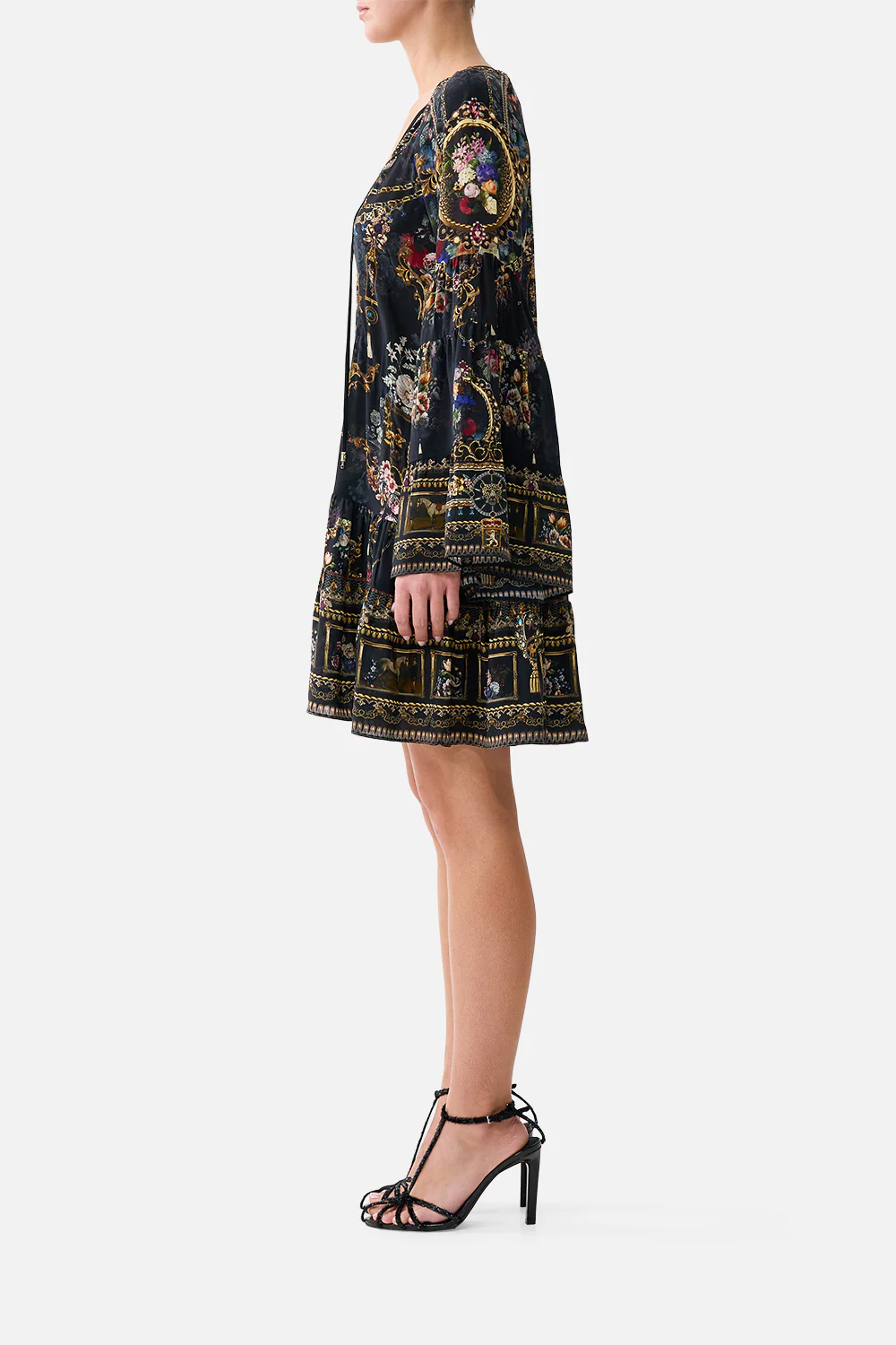 A-LINE GATHERED PANEL DRESS NIGHT GARDEN - Image 2