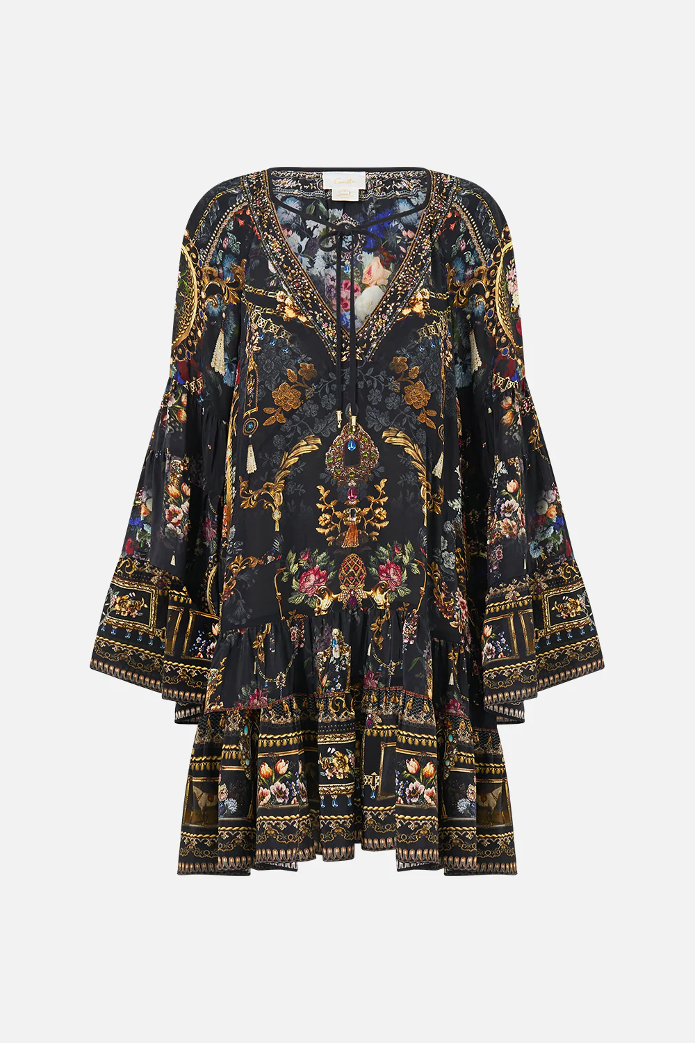 A-LINE GATHERED PANEL DRESS NIGHT GARDEN - Image 3