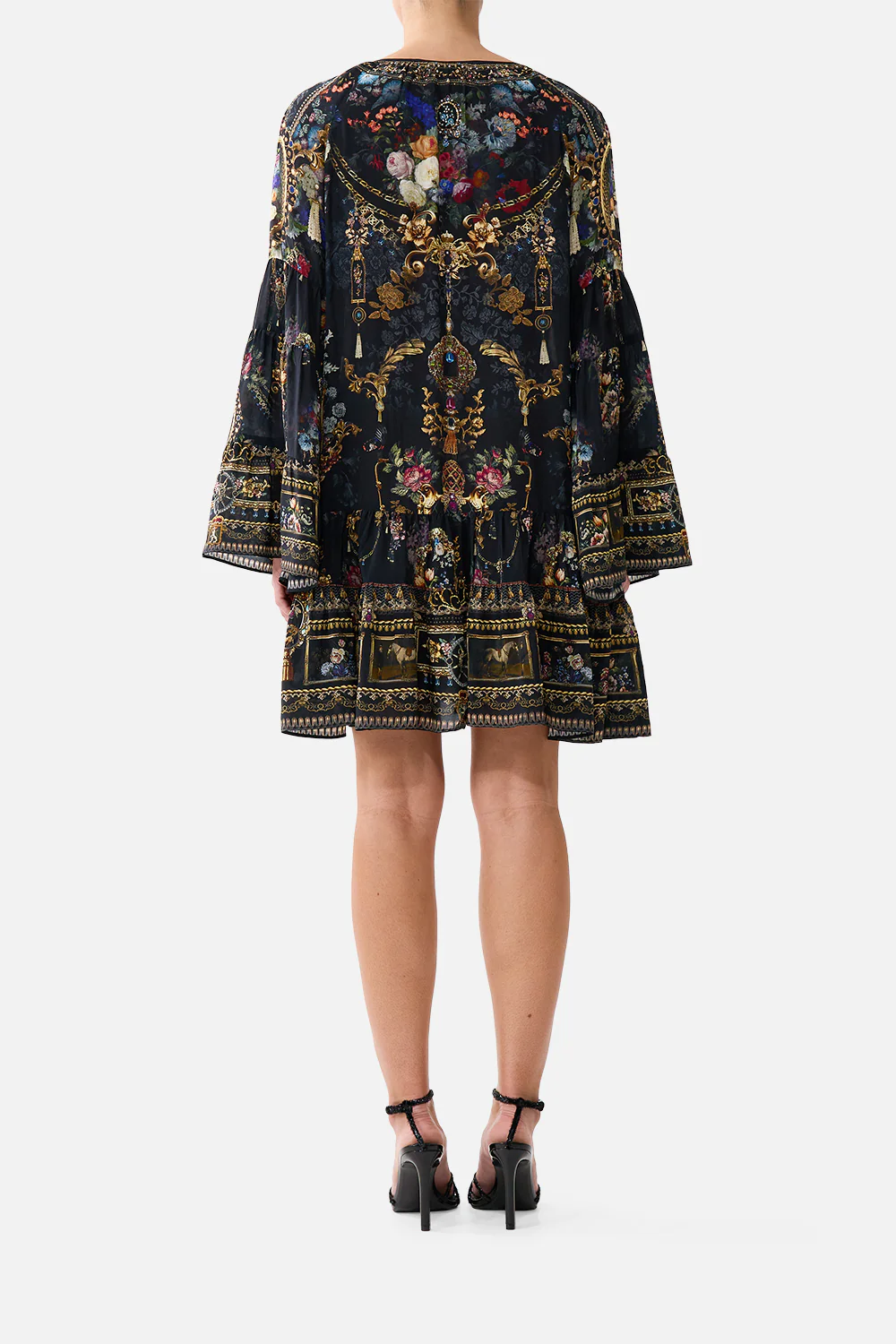 A-LINE GATHERED PANEL DRESS NIGHT GARDEN - Image 4