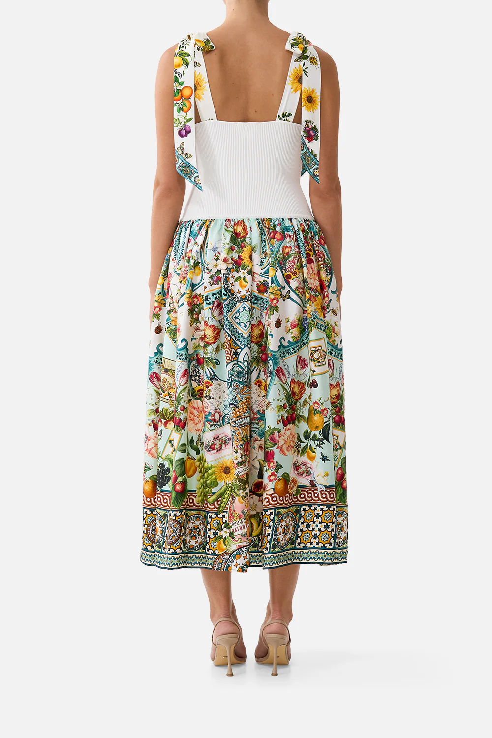 KNIT BODICE SILK SPLICED MIDI DRESS MAGIC OF THE MERCADO - Image 2