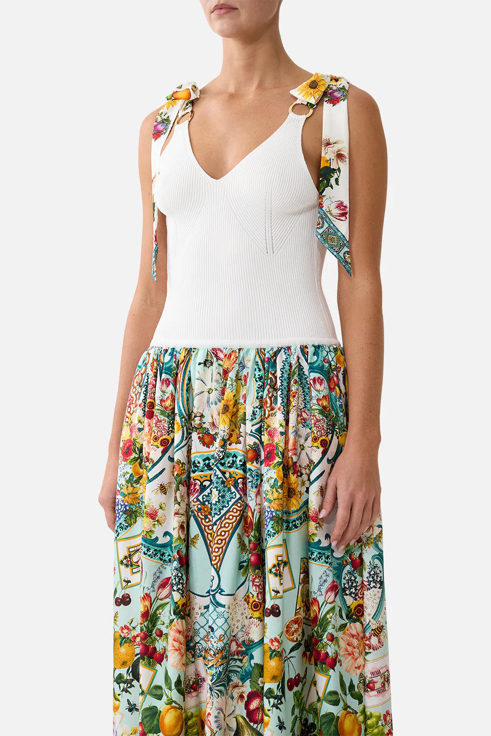 KNIT BODICE SILK SPLICED MIDI DRESS MAGIC OF THE MERCADO - Image 5