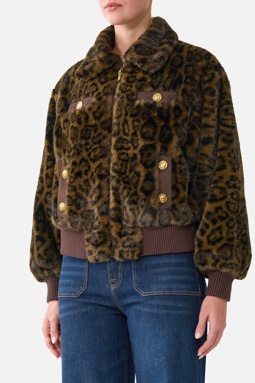 FAUX FUR BOMBER WITH POCKET DETAILS FIESTA, SIESTA, REPEAT - Image 5