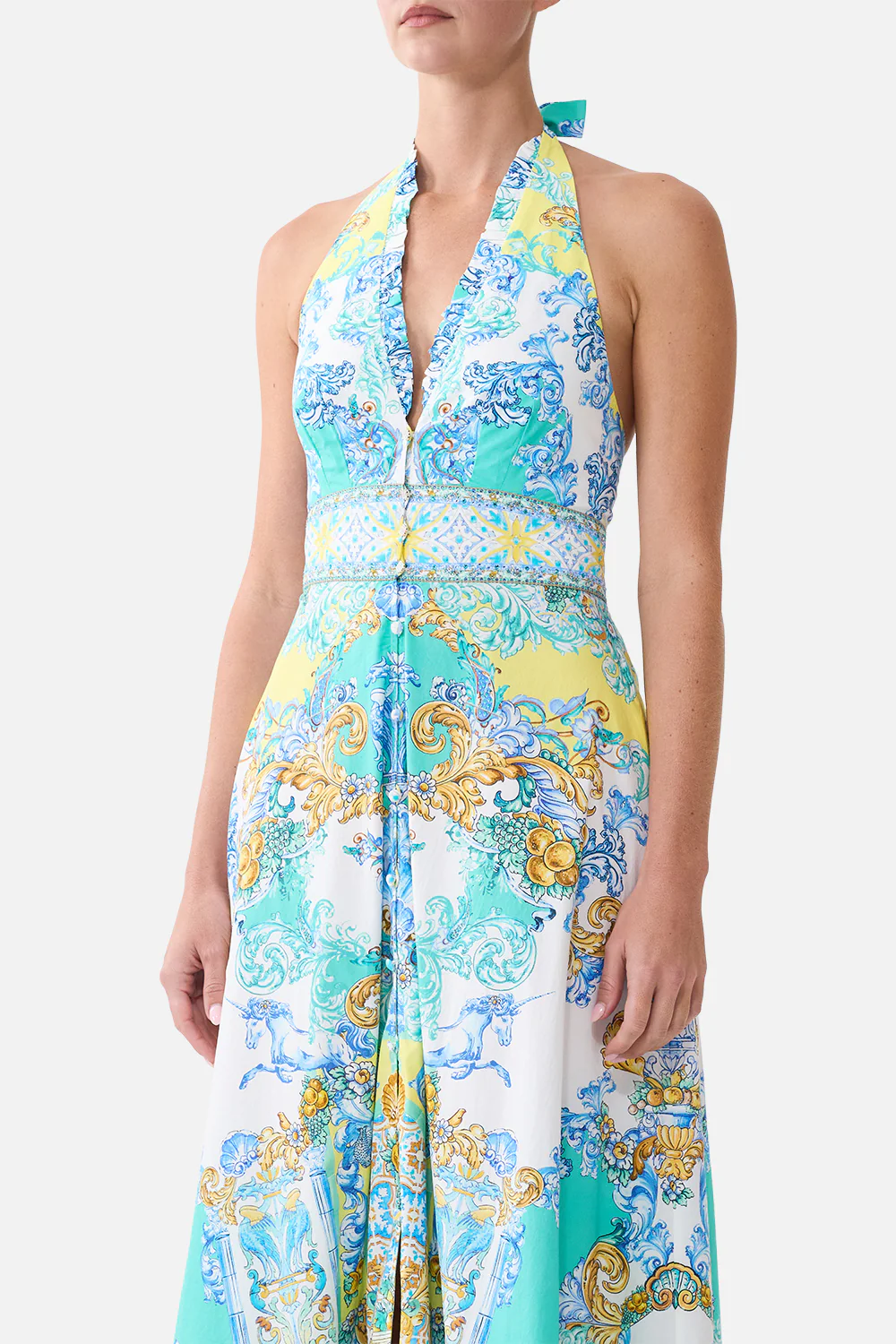 RUFFLE NECK HALTER DRESS DIAL UP THE TILES - Image 5